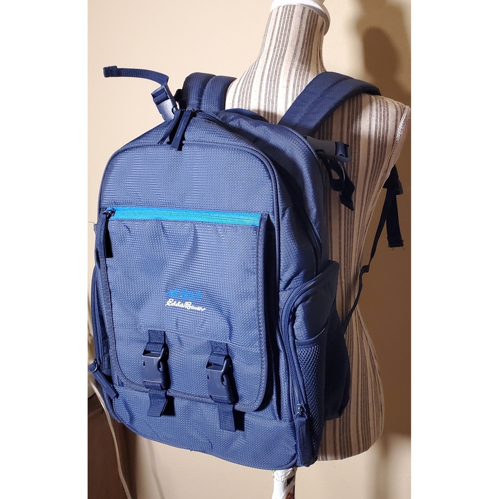 Eddie Bauer Navy Blue Diaper Backpack with Changing Pad Ripstop Padded Straps